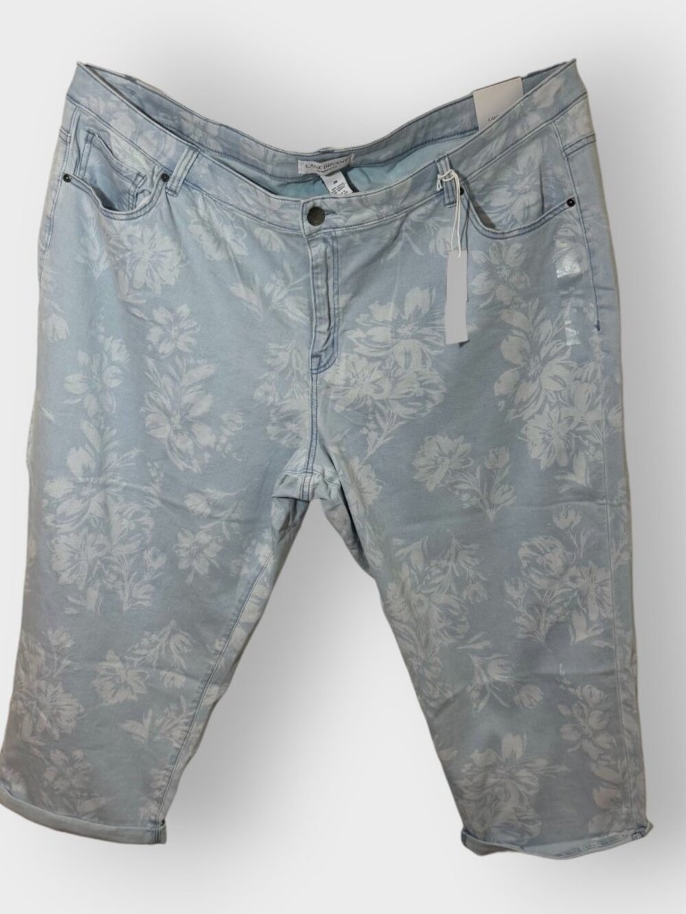 Lane Bryant Girlfriend Crop Jeans | 28 | Blue Tropical | NWT | Mid Rise